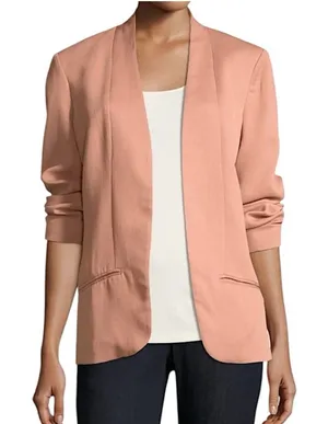 Eileen Fisher Women's Open Front Long Sleeve Blazer Jacket Blush Pink Size XSp thumbnail 1