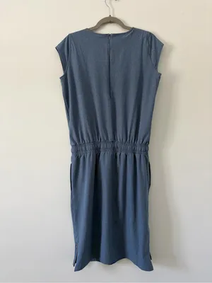 Albion Fit Cap Sleeve Chambray Going Places Athleisure Travel Casual Mini Dress M thumbnail 8