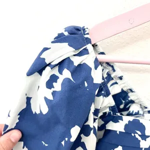 Abercrombie Emerson Poplin Puff Sleeve Midi Dress Blue Floral S Cottagecore Coquette thumbnail 3