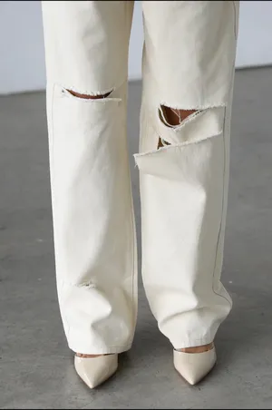 Showpo Denim Off-White Jeans Ripped thumbnail 4