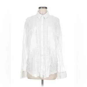 Free People Loveland solid buttondown textured shirt in Lavender, size S overszd thumbnail 2