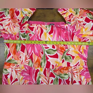 NWT Vince Camuto Size 22W Pink Multi Floral Print Puff Short Sleeve Midi Dress thumbnail 8
