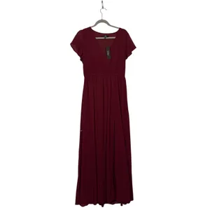Lulus Burgundy Flutter Sleeve Wrap Maxi Dress Burgundy Size Medium thumbnail 5