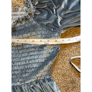 Baltic Born Bliss Smocked Velvet Dress. Dusty Blue. Size Medium thumbnail 4