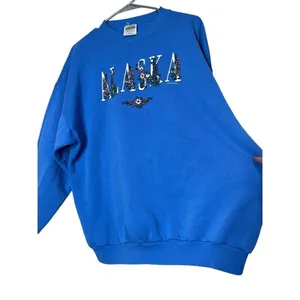Vintage 90s Alaska Tultex Crewneck blue Sweatshirt Size XL‎ thumbnail 5