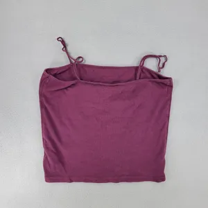 Abercrombie & Fitch Cami Tank Top Women L Burgundy Solid Cotton Spaghetti Strap thumbnail 3