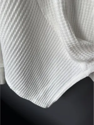 Free People We The Free Women's White Waffle Knit V-Neck Sweater Extra Small thumbnail 7