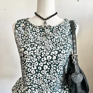 Teal Leopard Peplum Top, Y2K Inspired, Retro,‎ Boho, Bohemian, Small thumbnail 2