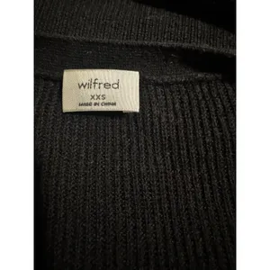 Aritzia Wilfred Black Ribbed Wool Blend Gold Button Front Cardigan Sweater XXS thumbnail 6