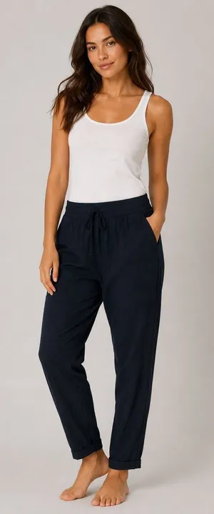 Cambio Jaqueline Black Relaxed Fit Drawstring Tapered Pants Comfort‎ Stretch 8 thumbnail 1