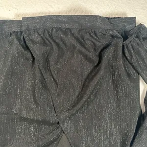 Madewell Lyric Wrap Longsleeve Top Shirt Women X-Small Black Shimmer AF678 thumbnail 5