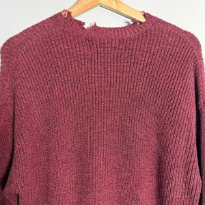 NWT Pistola Eva Distressed Crew Neck Knit Pullover Sweater Women's XS Red Black thumbnail 12