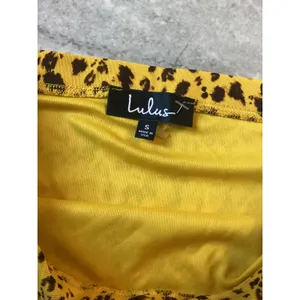 Lulus Yellow Leopard Print Mesh Ruffle Mini Skirt Small Animal Print Faux Wrap thumbnail 4