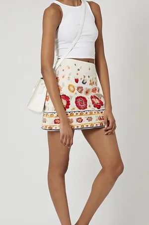 TOPSHOP Embroidered Floral Mini Pencil Skirt thumbnail 1