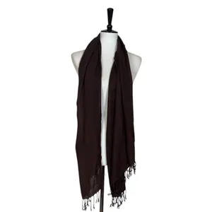 Women’s Bundle 3 Oblong Scarfs Solid Neutral Color Fringe Tan Orange Brown Tan thumbnail 10