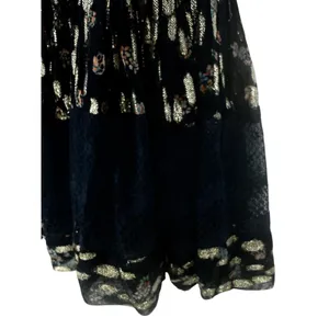 NWT Anthropologie Maeve V-Neck Lurex Tiered Mini Dress Navy Metallic Size Medium thumbnail 14