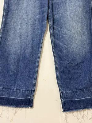 Abercrombie & Fitch Cropped Stovepipe Jeans Size 8R Wide Leg Raw Hem thumbnail 4