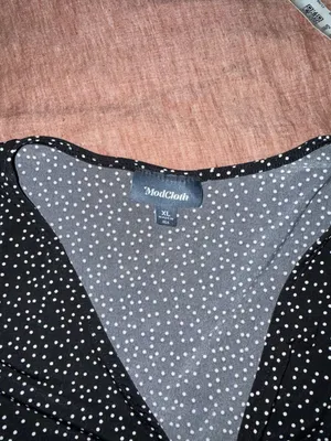 ModCloth Black and White Polka Dot Ruffle Dress‎ Size XL thumbnail 6