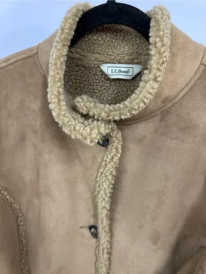 L.L. Bean Women's suede faux fur Shearling-Trim Trench Coat L regular thumbnail 10