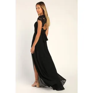Lulus Momentous Moments Black Lace Backless Maxi Dress Beidesmaid Wedding Size S thumbnail 2