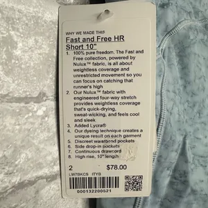 Lululemon Fast and Free High Rise Short 10" Tie Dye NWT Size 2 (ITYB) LW7BKCS thumbnail 11