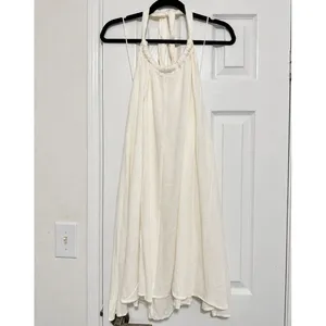 Elan Ivory Sheer Halter Mini Dress Open Back Cutout Resort Size Small NWT thumbnail 2