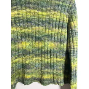 DKNY Jeans Women Green Space Dye Ribbed Turtleneck Sweater Y2K Wool Blend Medium thumbnail 3