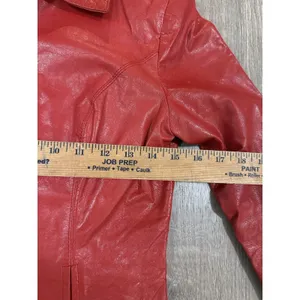 Bebe Leather Jacket Womens Red P Moto Biker 3/4 Sleeve Scooter Y2K Small thumbnail 7