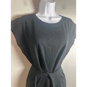 J.Crew Womens‎ Black Cotton Slub Knit Belted Cap Sleeve T-Shirt Dress CI193 M thumbnail 4