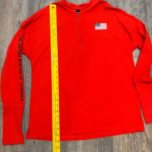 Nike Running Element Team USA Dri-FIT Quarter Zip Red‎ Pullover Womens Medium thumbnail 6