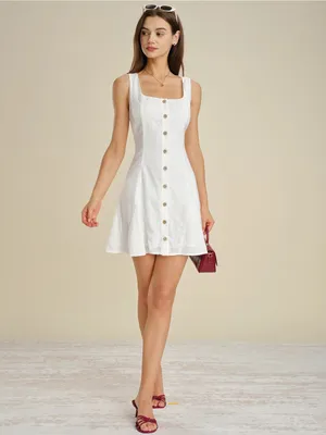 Rihoas White Square Neck Button A thumbnail 5