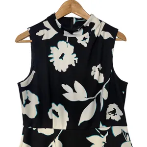 Maggy‎ London Womens Floral Mock Neck Sleeveless Midi Dress Black White Size 10 thumbnail 5