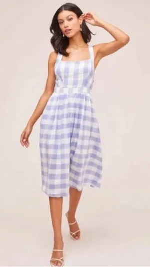 ASTR Gingham Crossback Midi Dress thumbnail 1