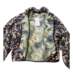Calme Green Tan Black Printed Fleece Jacket thumbnail 5