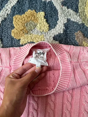 Aerie Pink Cable-Knit Crewneck Sweater Size XS thumbnail 4