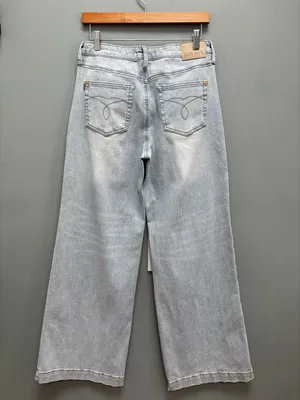 Judy Blue High Waist Retro Wide Leg Criss Cross Mild Destroy Jeans Blue 7/28 thumbnail 6