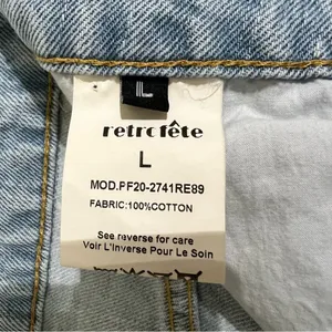 Retrofête Maeve Distressed Denim Mini Skirt Asymmetric Light Wash L thumbnail 4