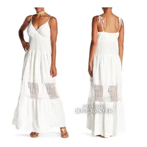 Nordstrom NWT Willow & Clay Lace Floral Maxi Dress Ivory M thumbnail 3