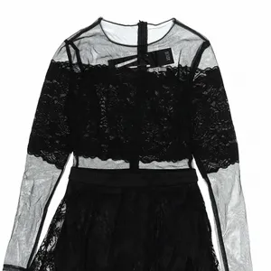 Asilio Wicked Games Black Lace Sheer Mini Dress XS Whimsigoth Romantic Witchy thumbnail 5