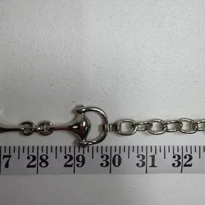 Horsebit Equestrian Belt Chain Silver Adjustable Metal Link Classic Preppy Femme thumbnail 6