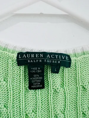 Ralph Lauren Mint Cable Knit Sweater Vest Preppy 100% Cotton L thumbnail 2