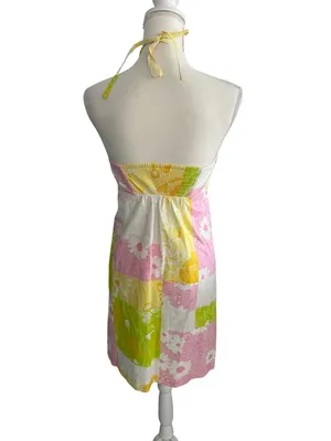 LILLY PULITZER Daphne Lace Patchwork Halter Dress Size 4 thumbnail 2
