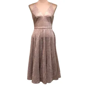 Dress the Population Delilah Rose Gold Metallic Midi Dress S Wedding Guest thumbnail 2