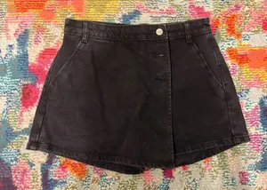 Zara Black Wrap Denim Skort thumbnail 1