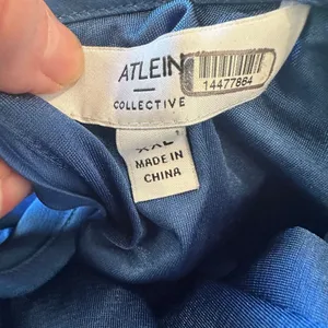 Atlein Navy Blue Plisse Pleated Midi Dress XS Shift Career Office Designer $260 thumbnail 7