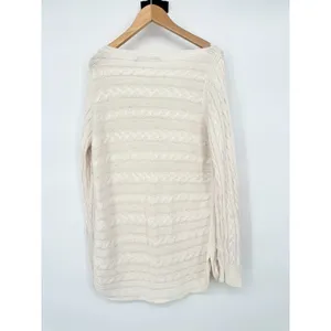 Lauren Ralph Lauren‎ Womens Large Ivory Cable Knit Sweater Minimalist Fisherman thumbnail 5