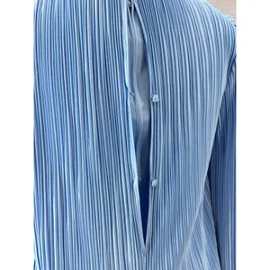 Vintage Mister Jay Blue Accordion Pleat Rosette‎ Mock 2pc Maxi Column Dress M thumbnail 6