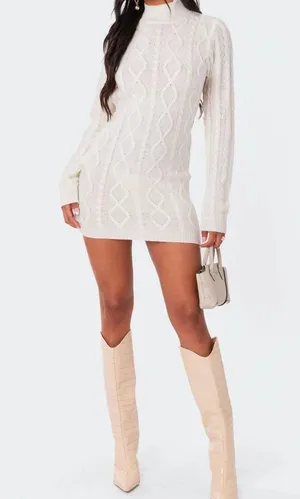 White Cable Knit Sweater dress thumbnail 1