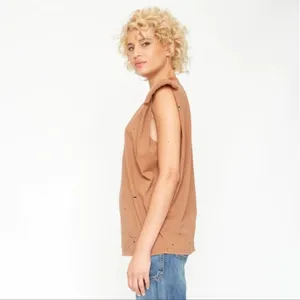 Free People -347 Sandrine‎ Rose Shoulder Pad Tank in Burnt NWT Small thumbnail 2