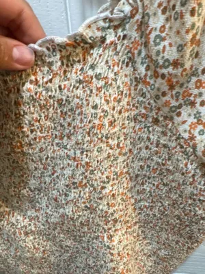 Aerie Floral Smocked Puff Sleeve Crop Top Size XL thumbnail 2